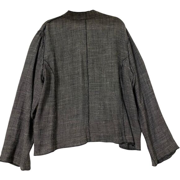 Eileen Fisher Blazer Cardigan XL Linen One Button Relaxed Boho Artsy Coastal - Picture 2 of 7